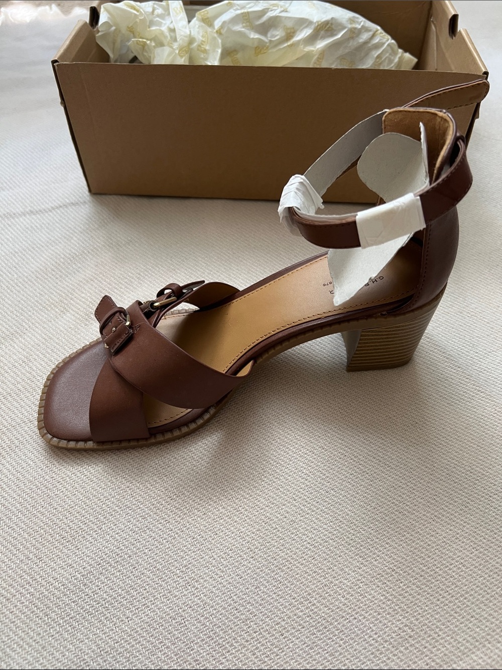 Bass brown block heels with buckle details